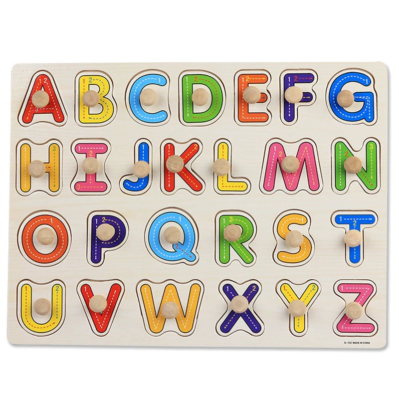 Montessori Wooden Puzzles Baby Educational Toys Hand Grab Boards Tangram Cartoon Animals Fruits 3D Puzzles for babies 2 3 years