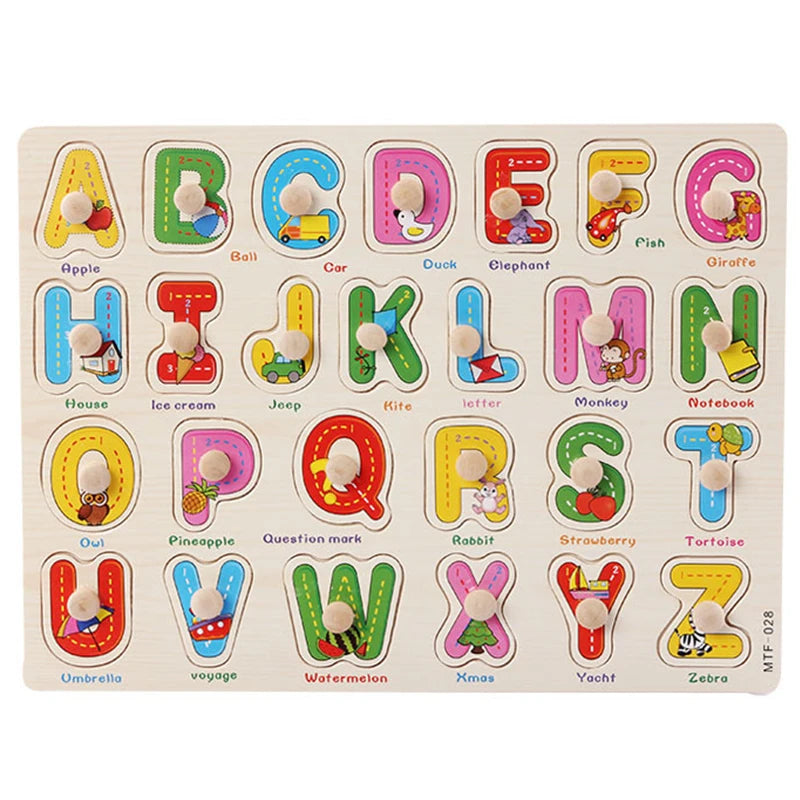 Montessori Wooden Puzzles Baby Educational Toys Hand Grab Boards Tangram Cartoon Animals Fruits 3D Puzzles for babies 2 3 years
