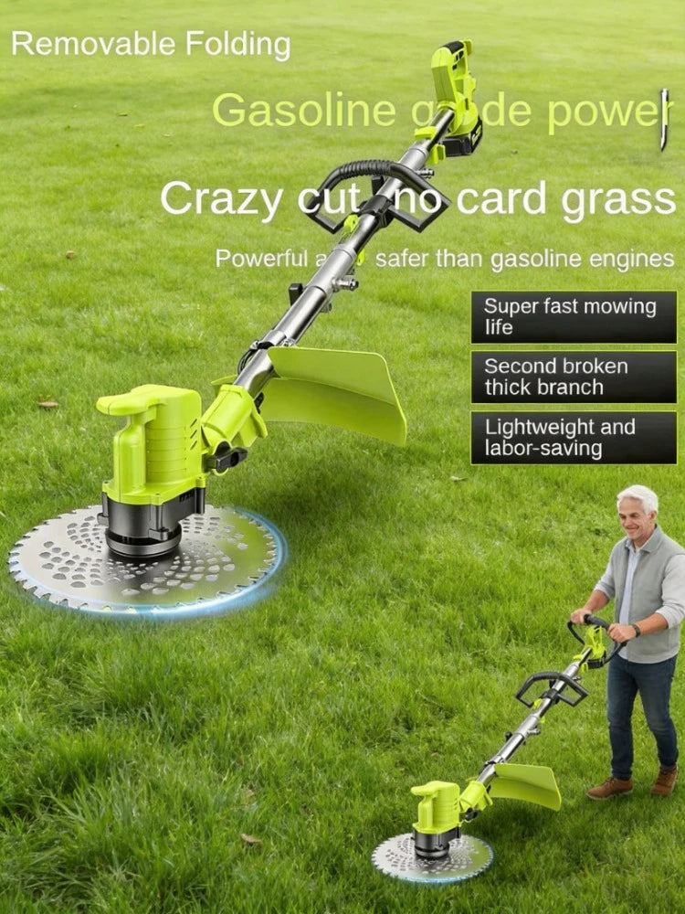 High Power Wireless Rechargeable Lithium-ion Household Electric Lawn Mower, Multifunctional Agricultural Weeding Tool