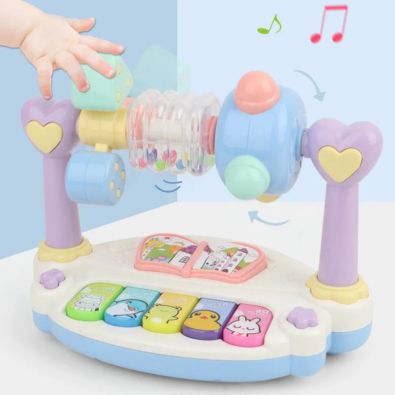 Baby Toys Rotating Music Piano with Light Sound 1 2 3 Years Educational Toys Animals Sounding Keyboard Kids Playing Type Musica