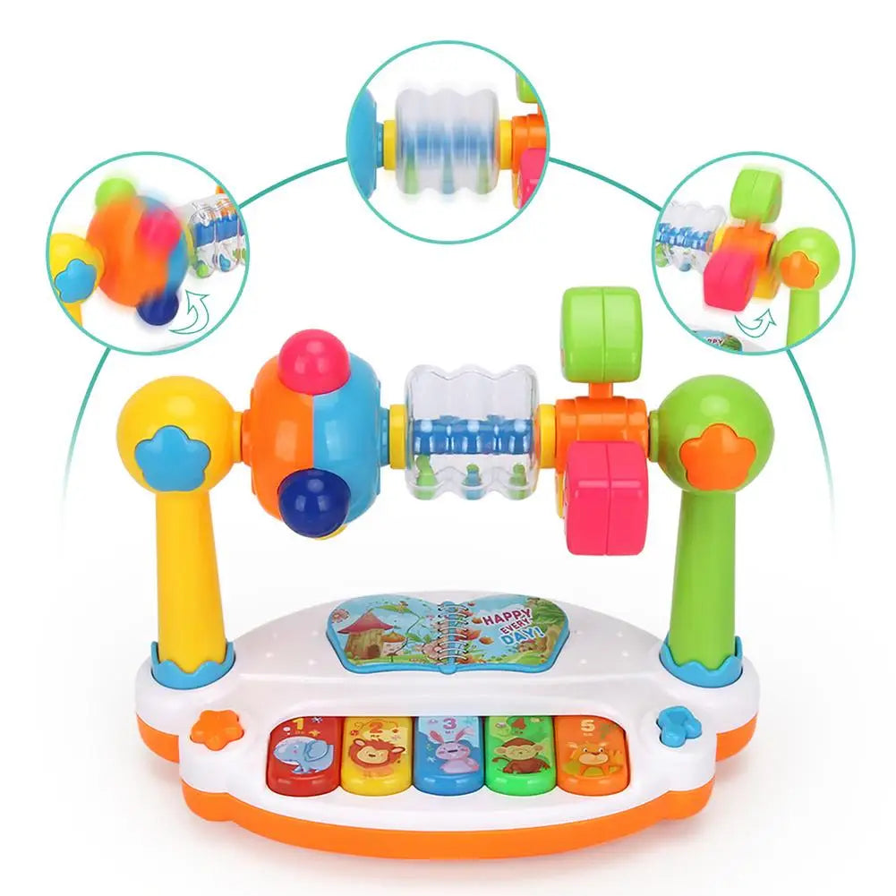 Baby Toys Rotating Music Piano with Light Sound 1 2 3 Years Educational Toys Animals Sounding Keyboard Kids Playing Type Musica